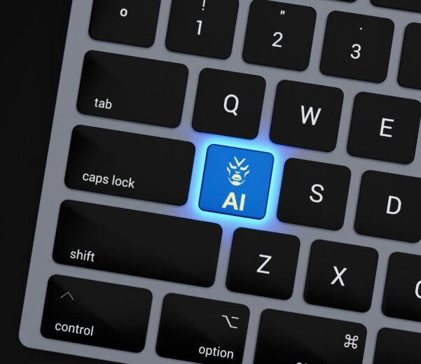a-close-up-of-a-keyboard-with-a-blue-button